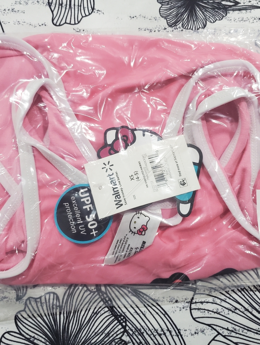 Hello Kitty Pink One-Piece Swimsuit with White Trim